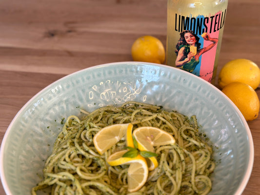 Zitronen-Limonstella Pesto mit Spaghetti