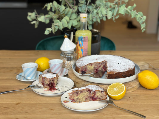 Mandel-Beeren-Limonstella Kuchen, Kaffeetafel, Dessert, Limoncello, Kuchen, Beeren, Zitrone