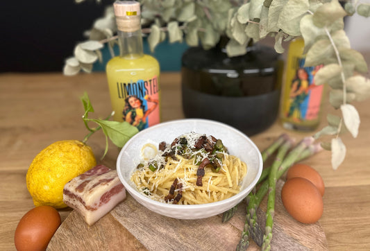 Spaghetti alla carbonara con asparagi alla Limonstella