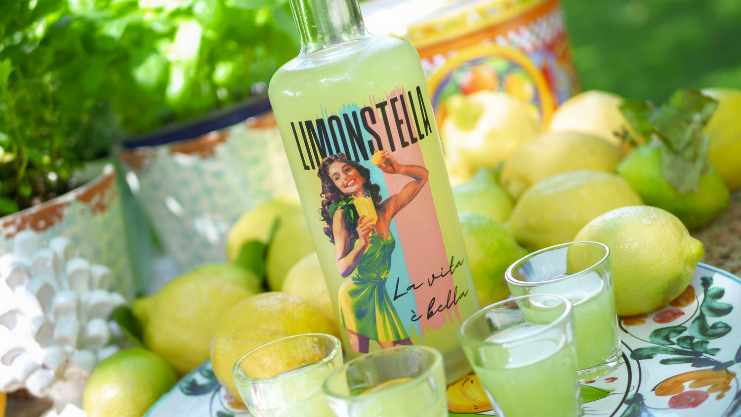 Glasflasche im Vintage-Look; Limoncello; Limonstella